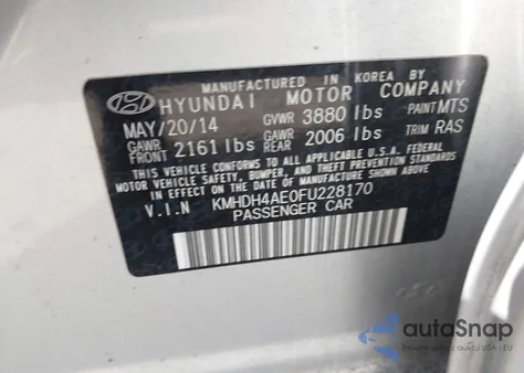 2015 Hyundai Elantra Se/Sport/Limited из США, поврежденный, VIN KMHDH4AE0FU228170